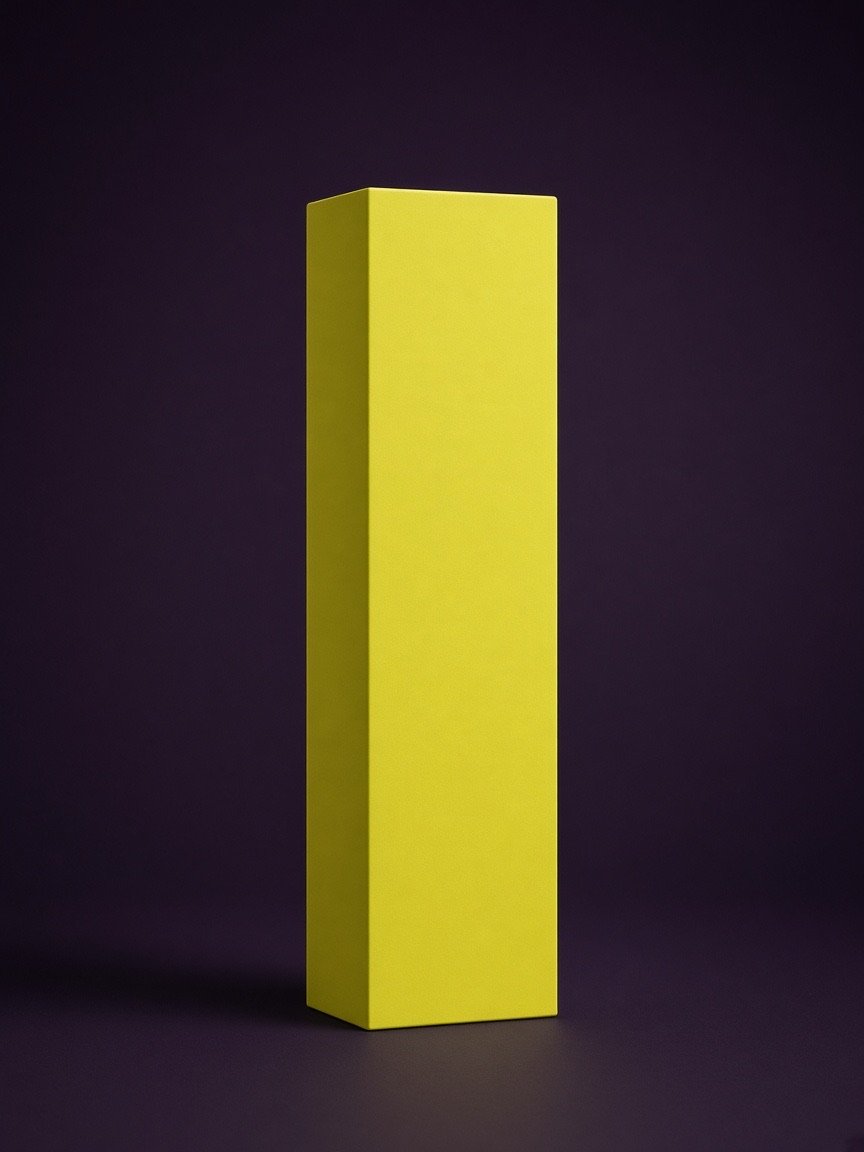A tall lemon column photographed on a dark ground.
